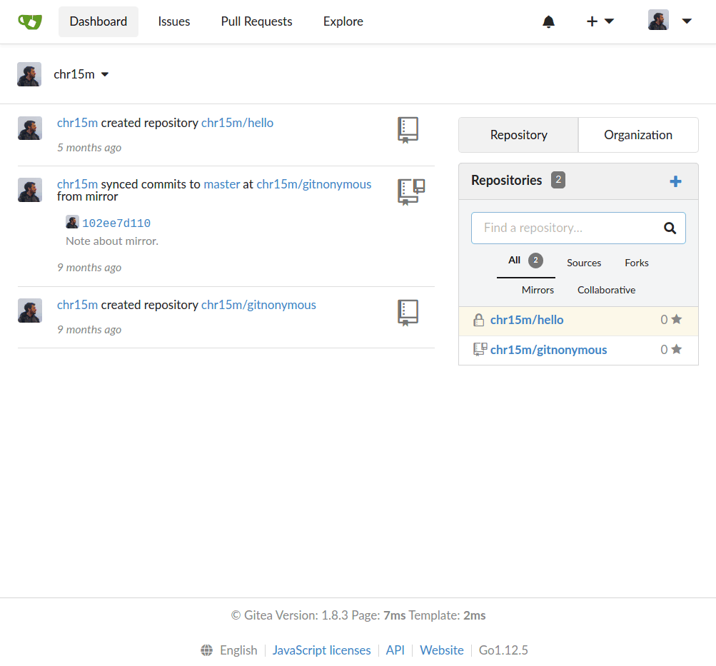 Screencast of migrating from GitHub to Gitea