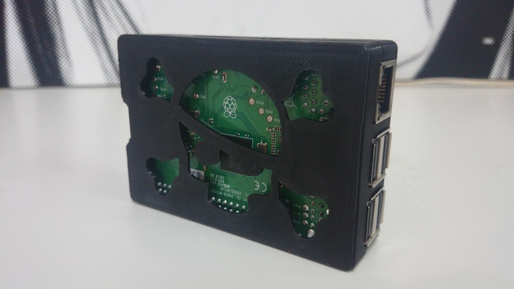 A Raspberry Pi with a skull case